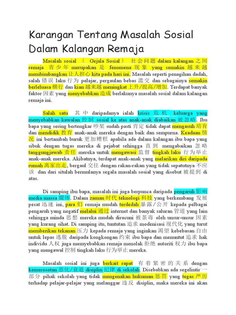 Karangan Tentang Masalah Sosial Dalam Kalangan Remaja Pdf