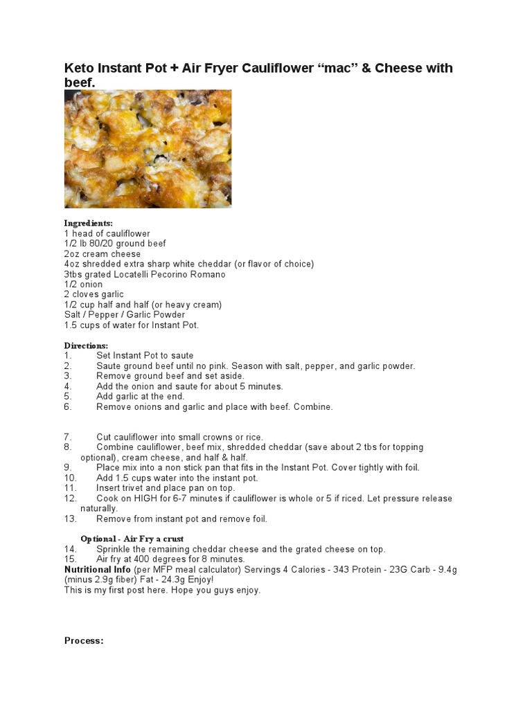 Cauliflower "Mac" & Cheese With Beef (Keto Instant Pot + Air Fryer