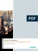 Energy Automation: Quality Declaration/Management Policy
