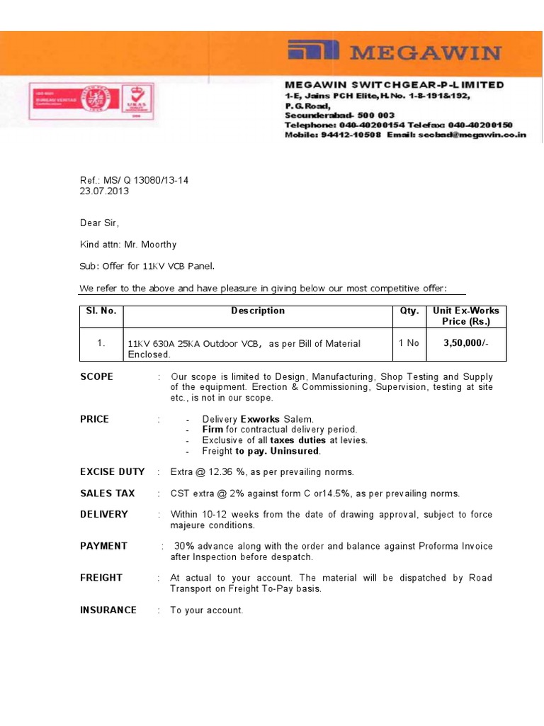 11kv 630a 25ka Outdoor VCB Panel | PDF | Components | Power (Physics)