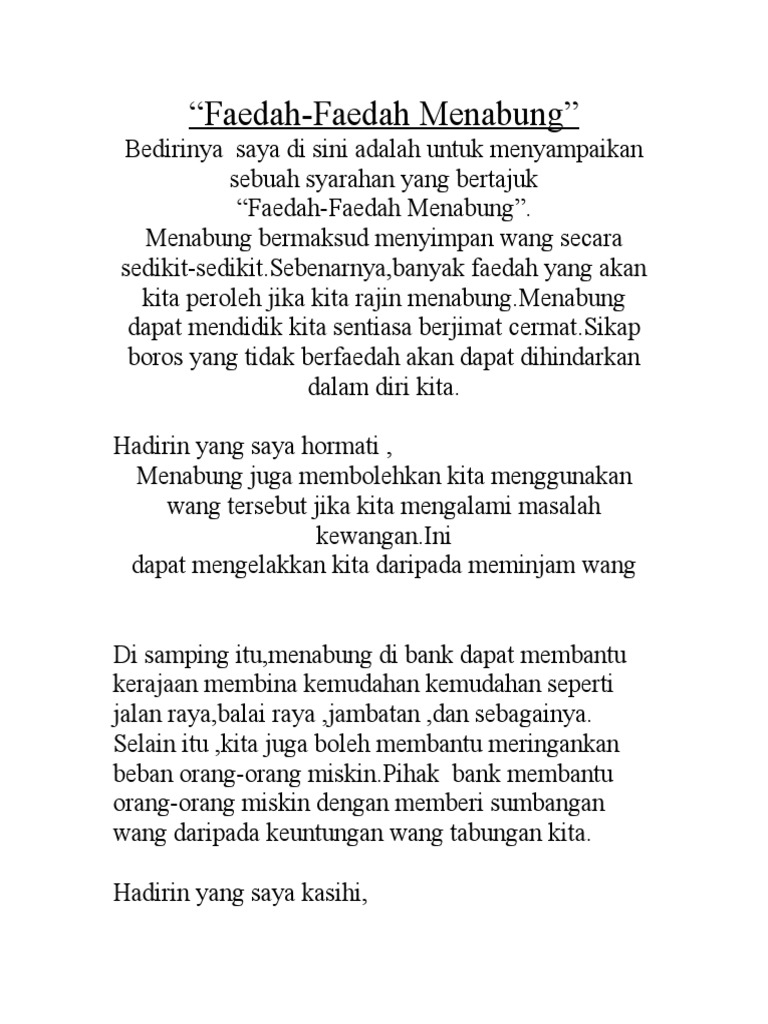 Faedah Faedah Menabung Pdf