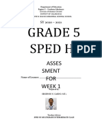 Grade 5 Sped Hi: Asses Sment FOR Week 1
