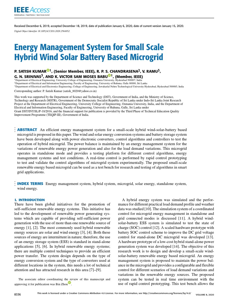 Energy Management for Hybrid Microgrid | PDF | Distributed Generation ...