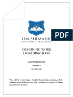 Designing Work Organisations: Jaswinder Singh MBA06071 Section B