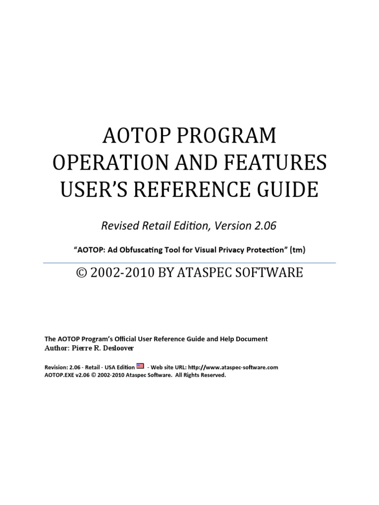 AOTop Program (v2.06) Operation and Features User's Reference Guide ...