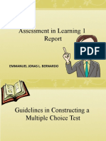 Assessment in Learning 1: Emmanuel Jonas L. Bernardo