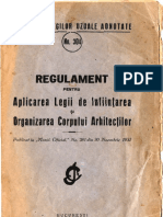 Regulament Aplicarea Legii Corpului Arhitecților 1932