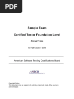 Foundation 2018 Sample Exam 1 Answer Table