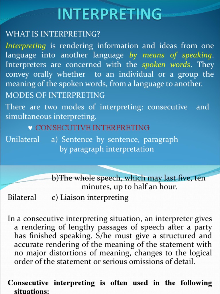 Interpreting by Means of Speaking Spoken Words PDF Language