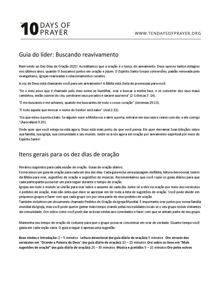 10 Dias de Oração PDF | PDF | Oração | Igreja Adventista do Sétimo Dia, image size:768x1024