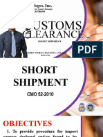 Customs Clearance Lecture 9 - Short Shipment