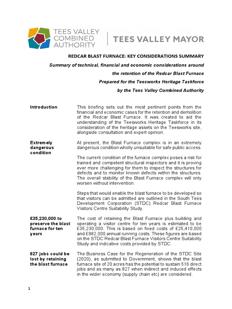 Redcar Blast Furnace Reports PDF Real Estate Appraisal Investing