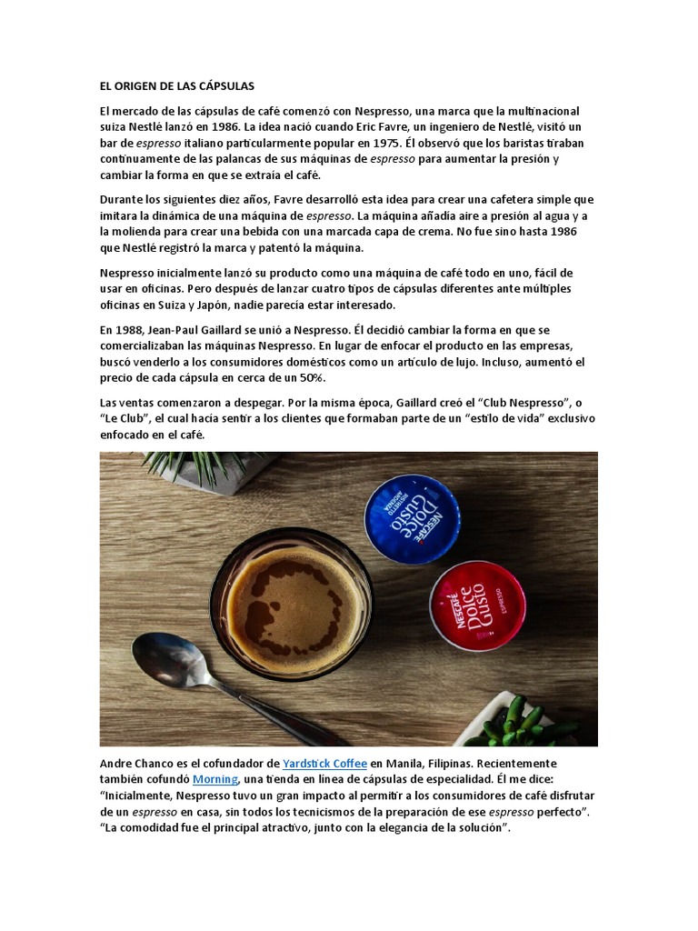 El Origen de Las Cápsulas, PDF, café