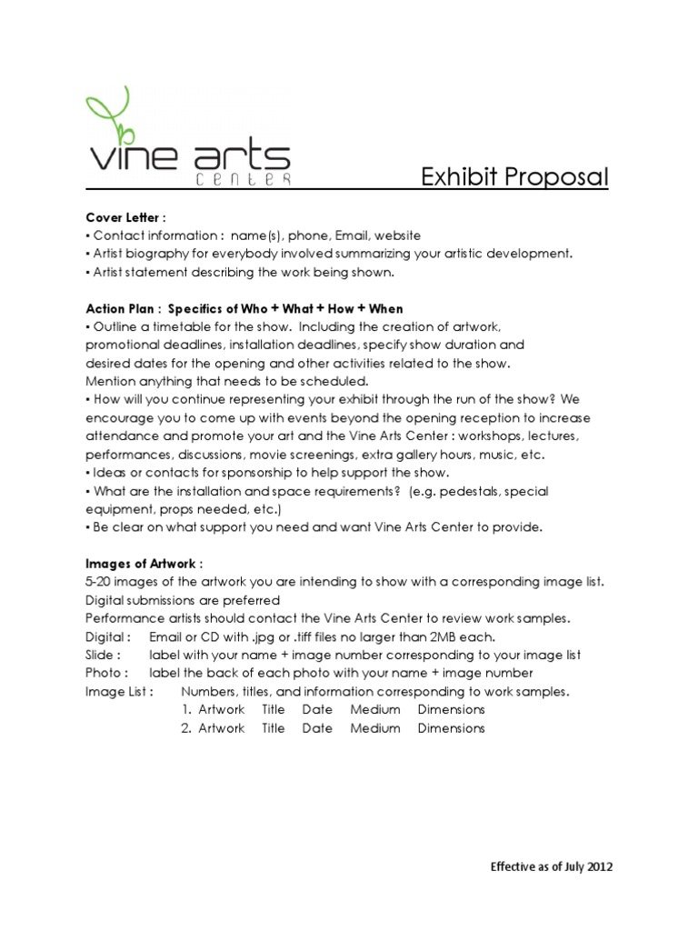 Art Exhibition Proposal Guidelines | PDF | Arts (General) | Business