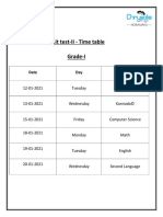 Unit test-II - Time Table Grade-I: Date Day Subject