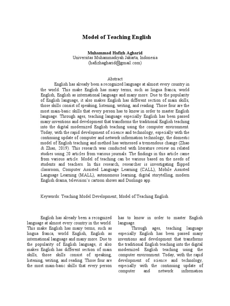 Modern Models for Teaching English | PDF | English As A Second Or ...