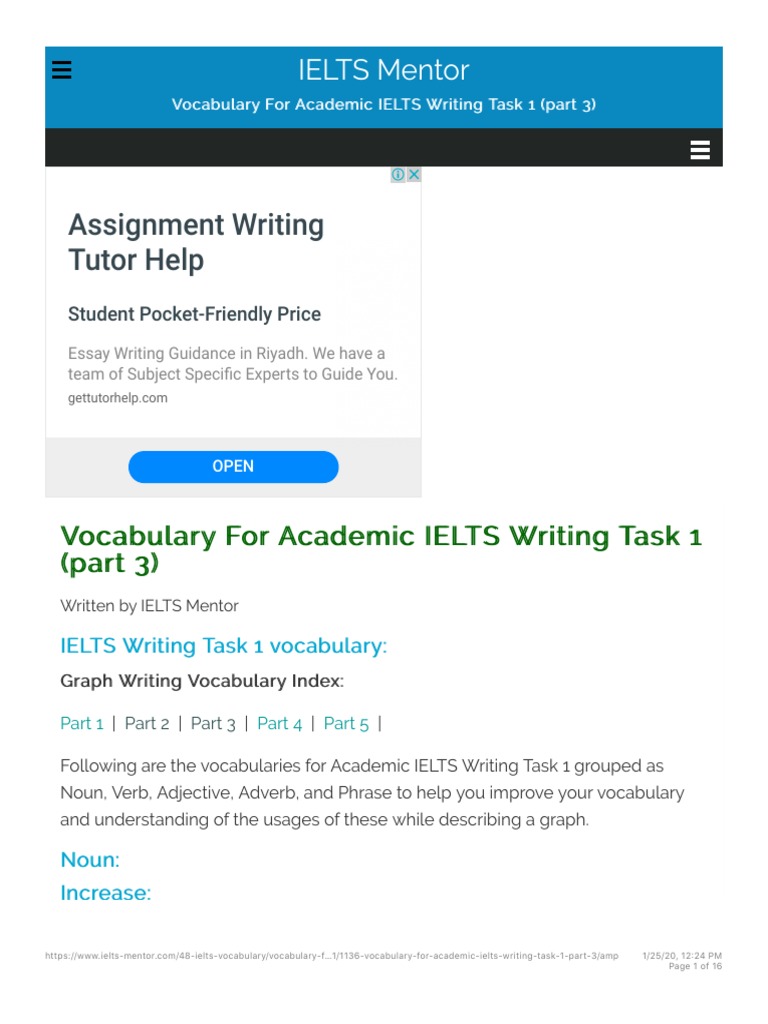 Vocabulary For Academic IELTS Writing Task 1 (Part 3) | PDF ...