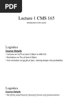 Lecture 1 CMS 165: Introduction To The Course