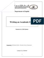Writing An Academic Essay: Department of English