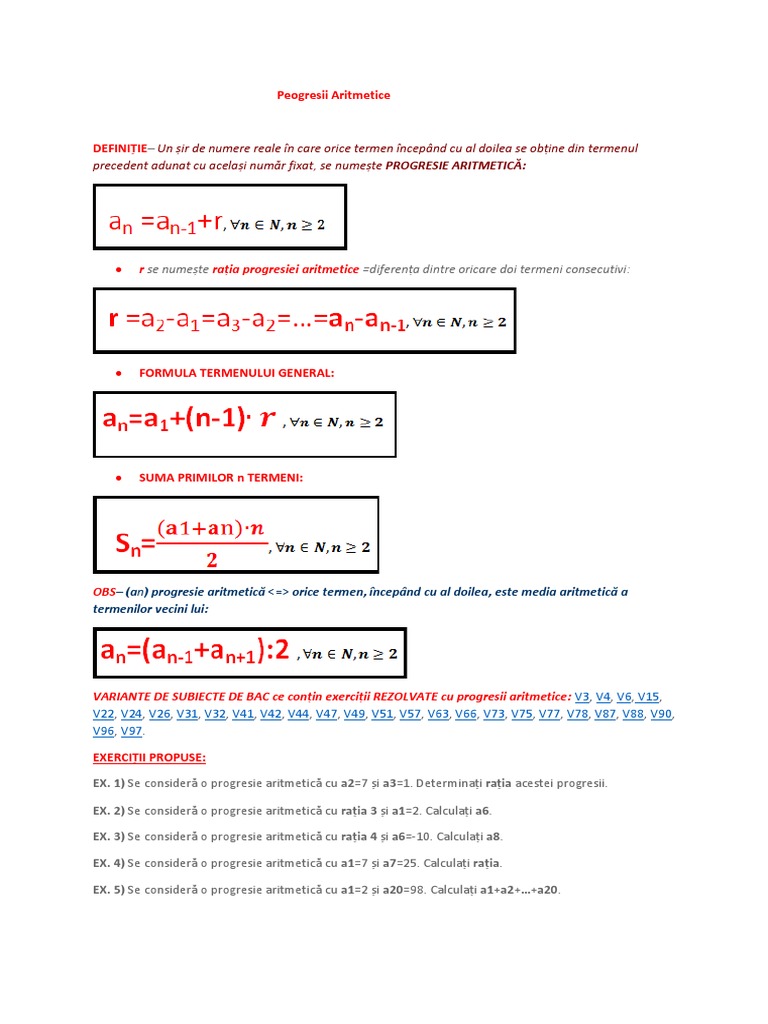 Progresii Aritmetice | PDF