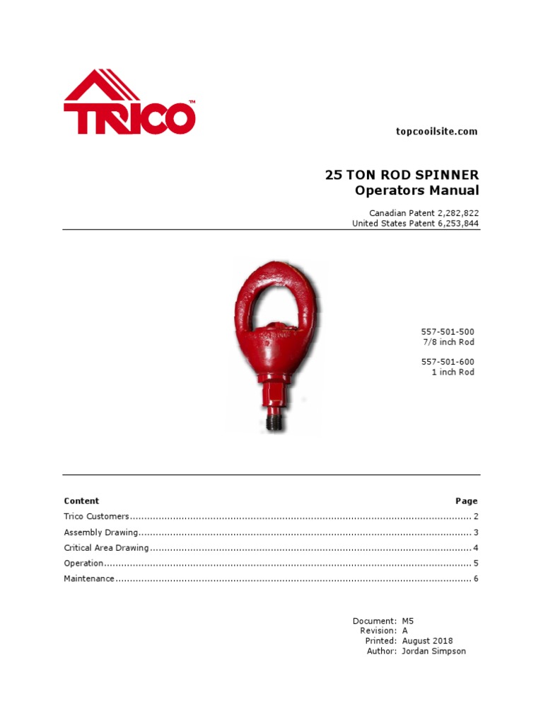 25 Ton Rod Spinner Operators Manual: Content | PDF | Bearing ...