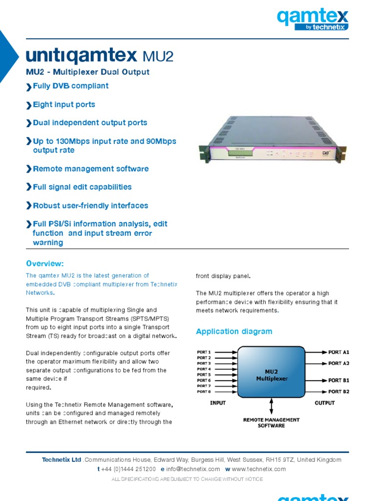 MU2 Dual Output Multiplexer Overview | PDF | Input/Output | Computer ...