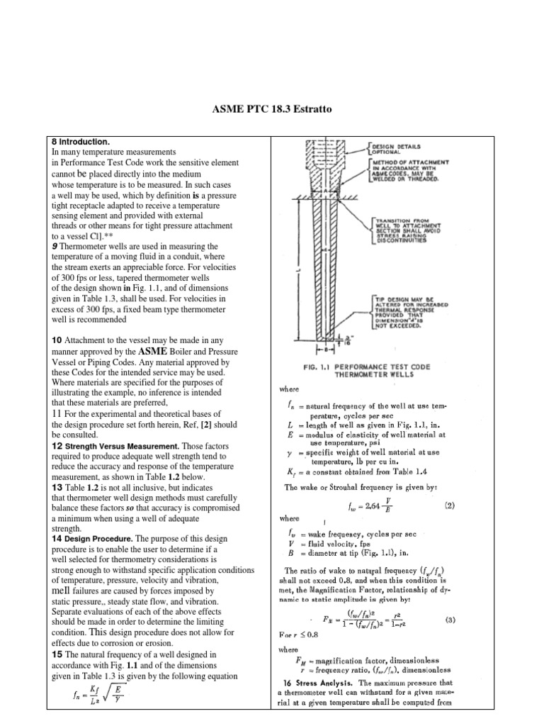 Thermowell Resonance Effect ASME 19 PDF Fluid Dynamics Thermometer