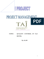 Topic: Quality Control in Taj Hotel: by Alam