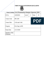 Final (Online Live) Examination Summer Semester 2020