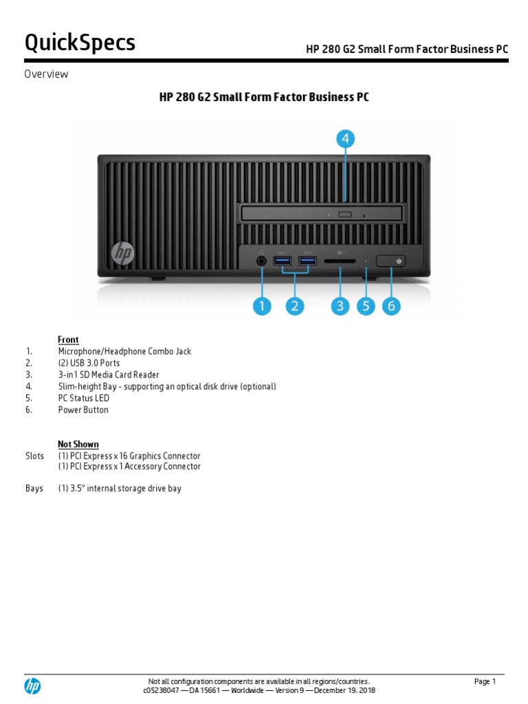 Quickspecs HP 280 G2 Small Form Factor Business PC PDF Hard Disk