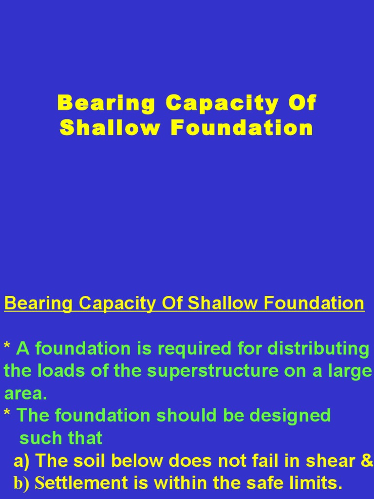 Shallow Foundation Bearing Capacity Guide | PDF | Deformation ...
