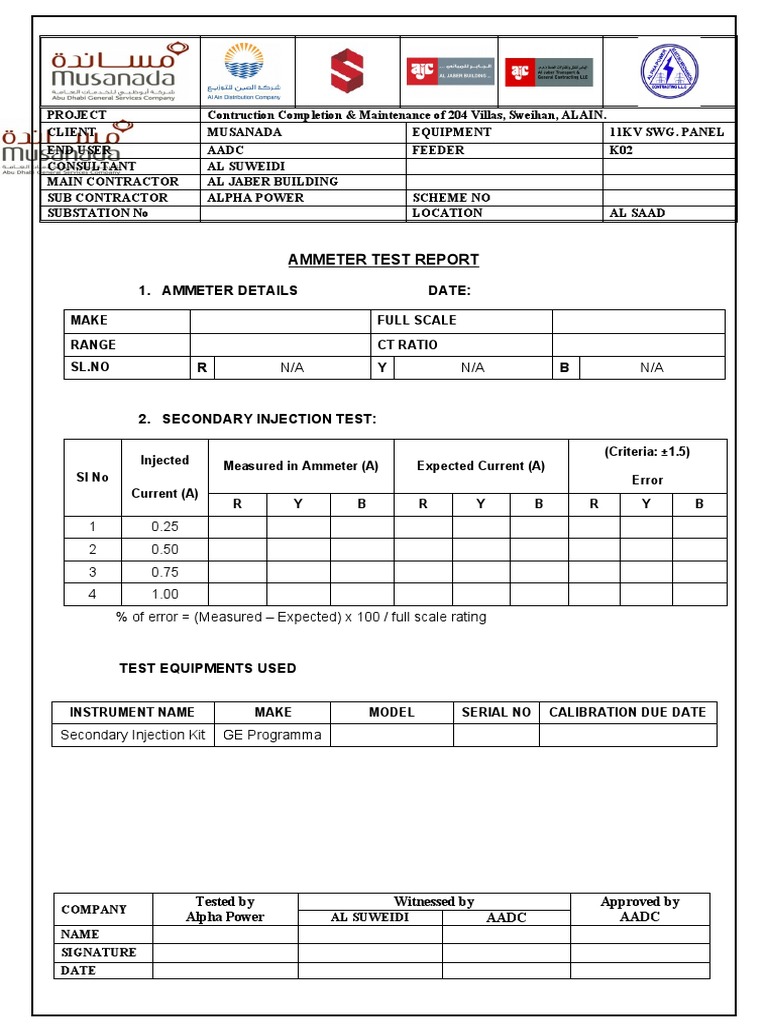 4 Ammeter Test Report | PDF