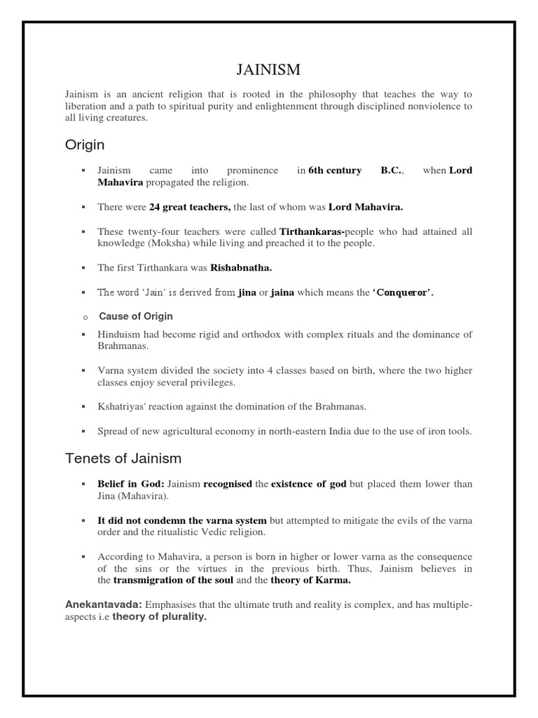 Overview of Jainism and Its Teachings | PDF | Nāstika | Religious ...