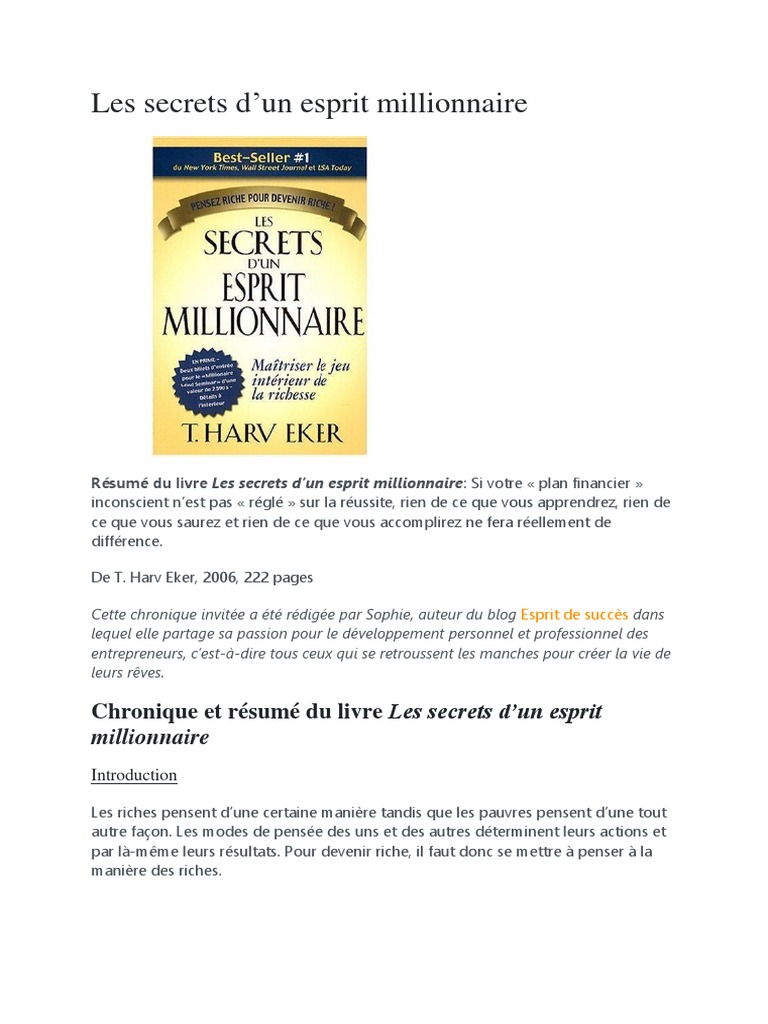 Télécharger Livre Les Secrets D un Esprit Millionnaire Pdf les secrets d'un esprit millionnaire pdf, grote korting TOT AAN aantal UIT  - www.tradaka.com