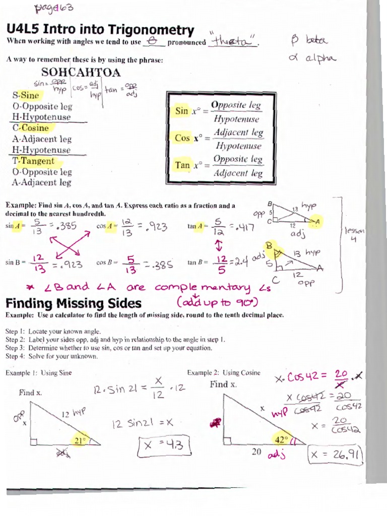 Unit 4 Packet Filled in PDF | PDF | Sine | Trigonometric Functions