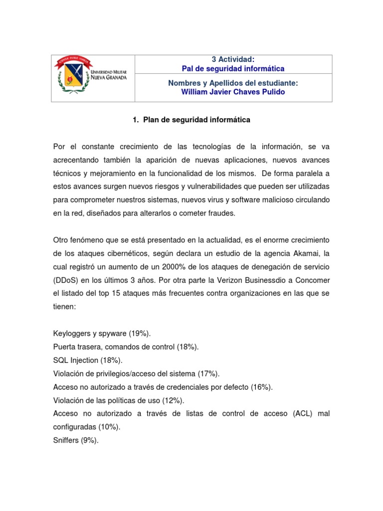 Plan de Seguridad Informática para Empresas | PDF | Archivo de ...
