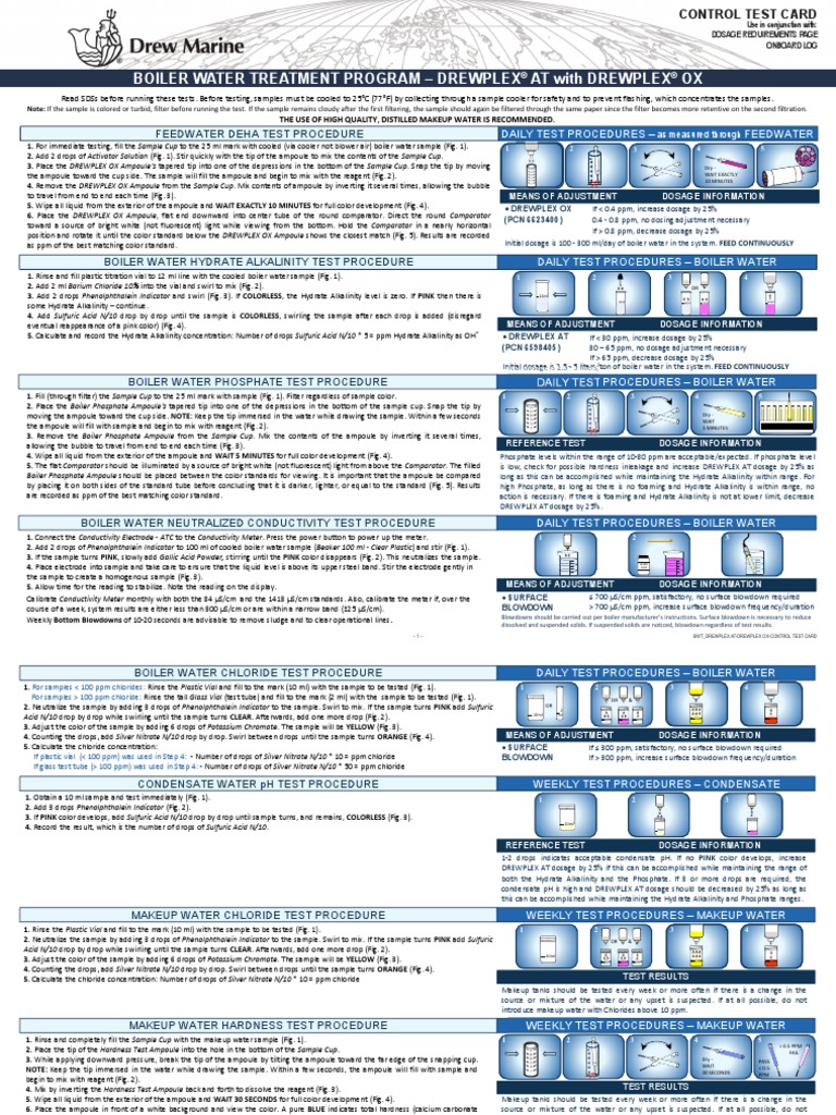 DrewPlex AT Use For Boiler Water Quality Control PDF Alkalinity