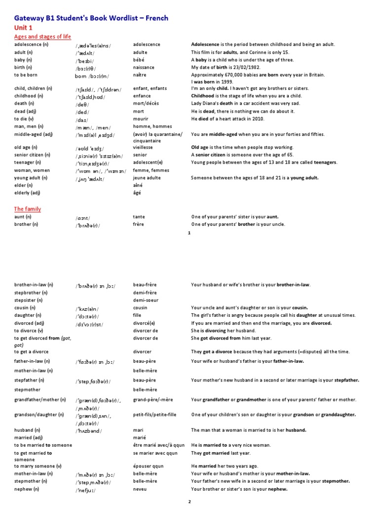 Gateway B1 Unit 1 Vocabulary List | PDF | Social Institutions | Social ...