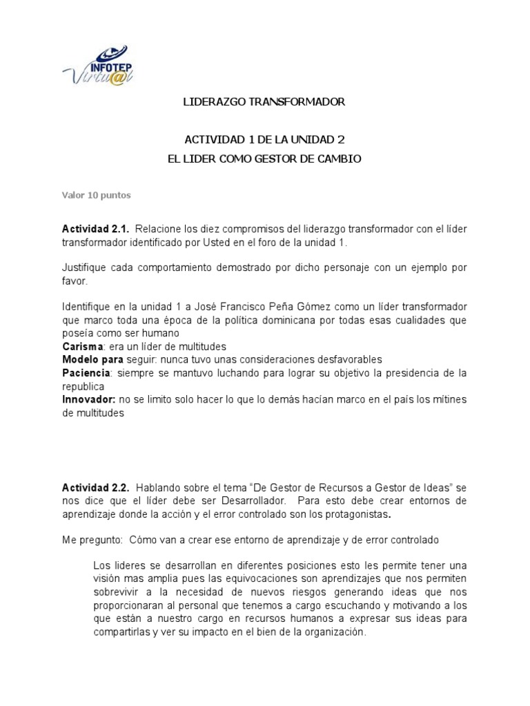 Liderazgo Transformador y Gestión de Cambio | PDF | Relaciones ...