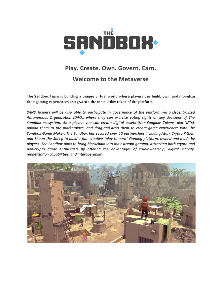 The Sandbox Whitepaper 2020 | PDF | Minecraft | Investing