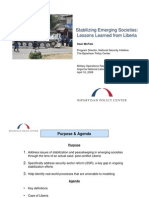 Stabilizing Emerging Societies: Lessons Learned From Liberia