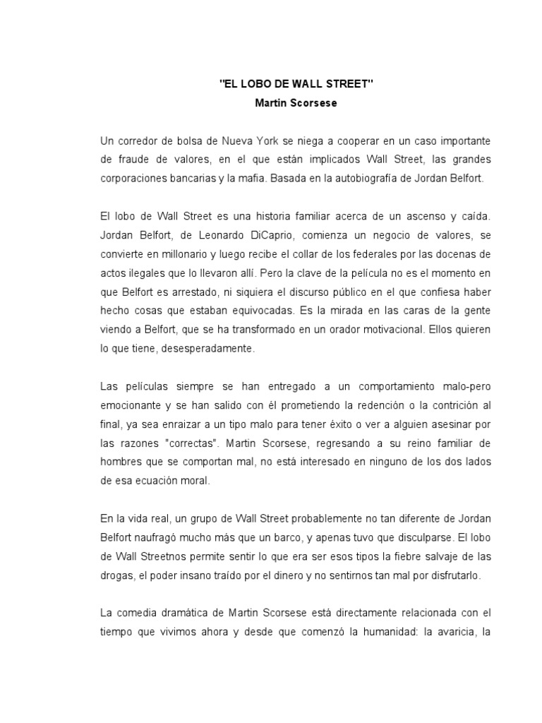 El Lobo De Wall Street Repelis El Lobo de Wall Street | PDF | Martin Scorsese