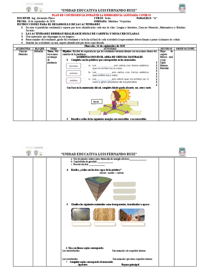 PLAN DE CONTINGENCIA DURANTE LA EMERGENCIA SANITARIA COVID 19 ...