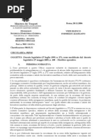 Circolare n 09 SM Del 28 Novembre 2006 a Lavoro a Bordo