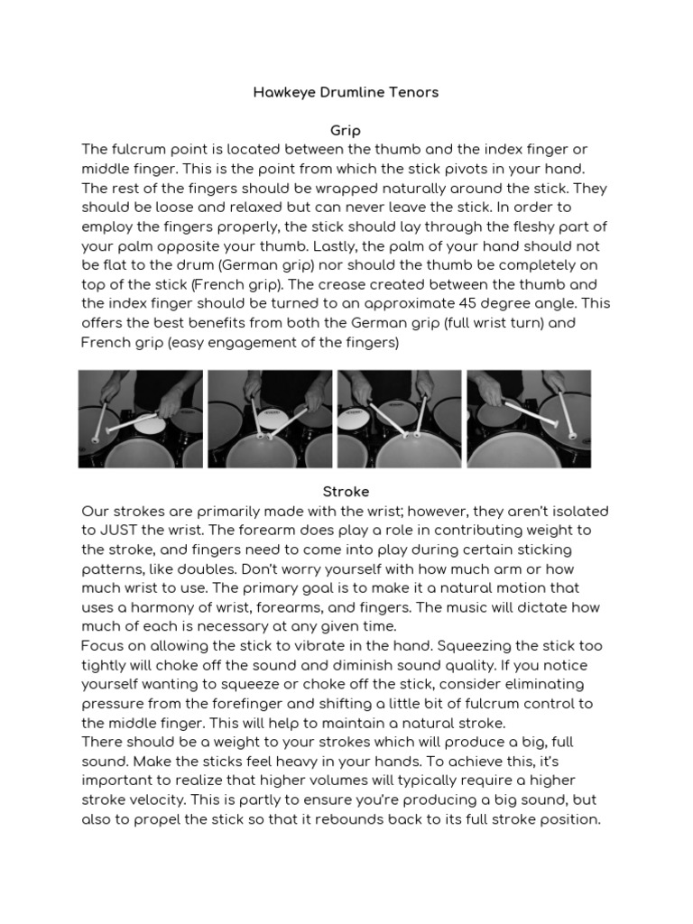 Hawkeye Drumline Tenors Grip PDF Hand Finger