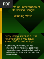 Extracts of Presentation of MR Harsha Bhogle Winning Ways