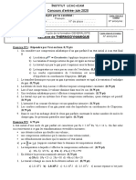 Thermodynamique 2nd Cycle Parcours Innovation Sujet Juin 2020