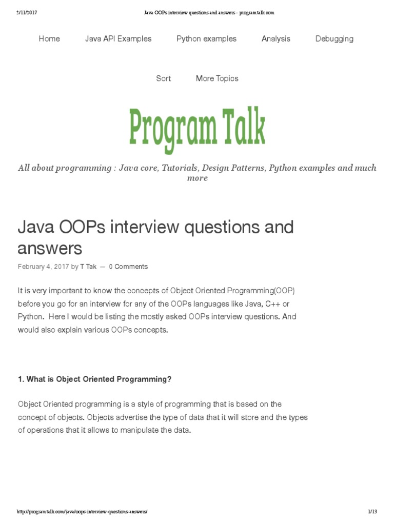 Interview Questions and Answers | PDF | Method (Computer Programming ...