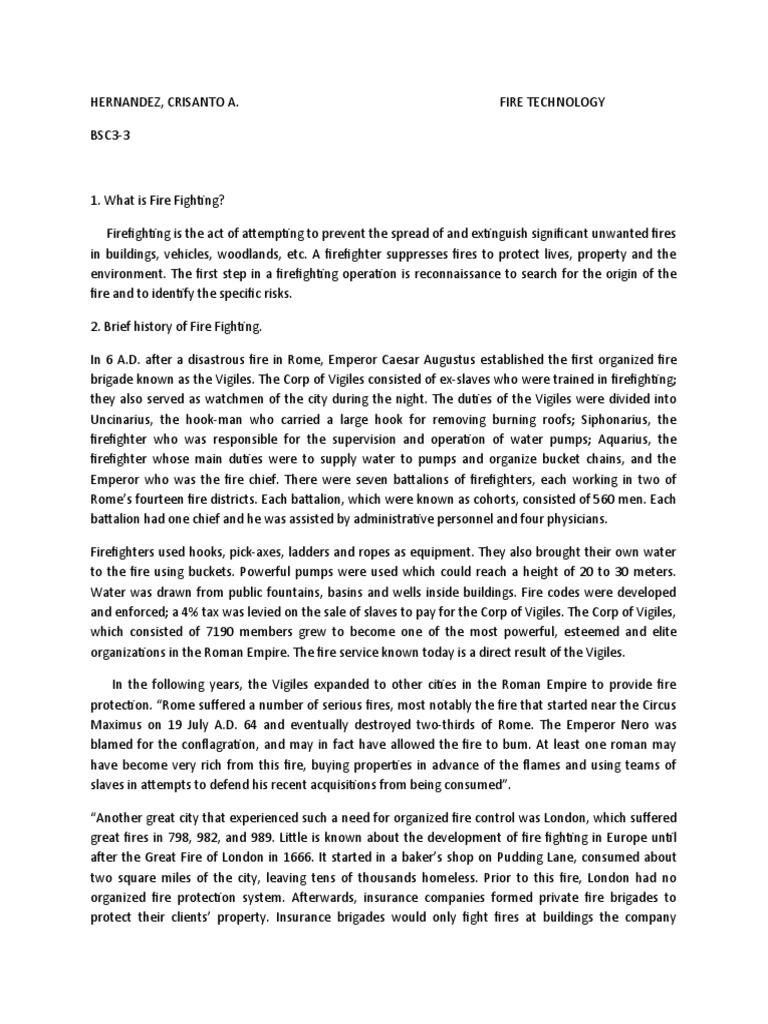 HISTORY OF FIRE FIGHTING AND BFP PDF Firefighting Fire Safety