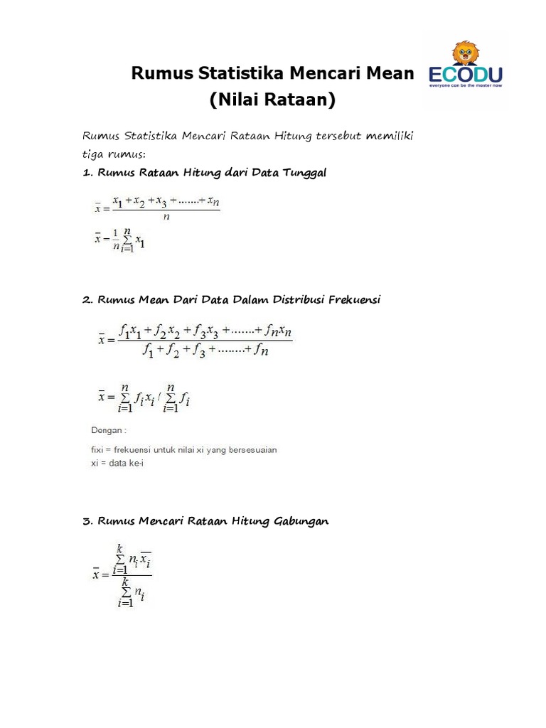 Rumus Statistika Dasar PDF | PDF